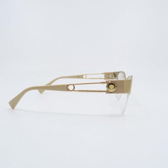 Versace Mod. 1278 1476 54mm Beige Metal Semi Rimless New Women's Eyeglasses. - Picture 7 of 9